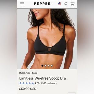 Pepper bra - limitless wireless bra black Small